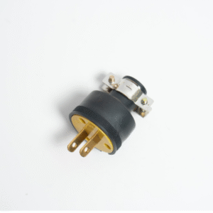 Enchufe U35 2P CUBIERTO DE GOMA C/ABRAZADERA S/TIERRA 125V -15A NEGRO Y AMARILLO