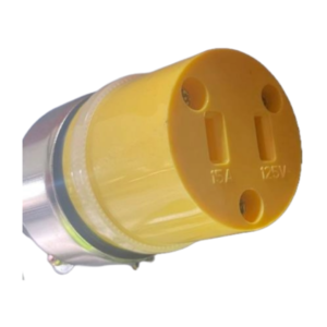 Toma Corriente Hembra U44/2S 2P Metal-Vinil S/Tierra C/Abrazadera Amarillo