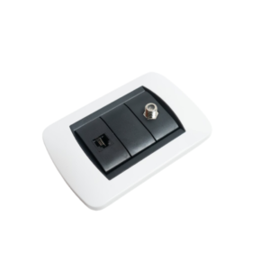 Toma P/ Linea Telefonica+ Toma Coaxial P/Empotrar, C/Tierra, Serie Bv. Blanco